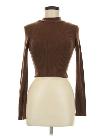Pre-owned Ogl Long Sleeve Top Brown Turtleneck Tops