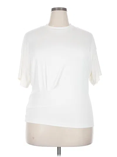 Pre-owned Ogl Short Sleeve Top Ivory Mock Neckline Tops In White