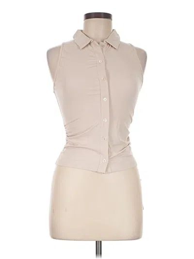 Ogl Sleeveless Button Down Shirt In Tan