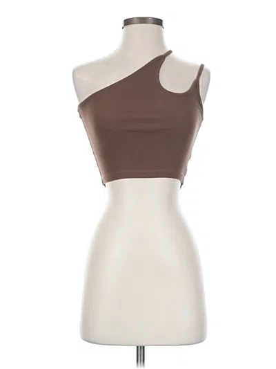 Pre-owned Ogl Tank Top Brown One Shoulder Neckline Tops