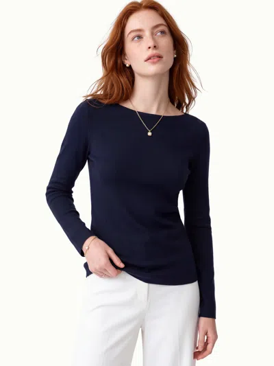 Oglmove 100% Merino Wool Boat Neck Sweater In Blue