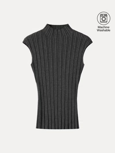 Oglmove 100% Merino Wool Ribbed Mock Neck Sweater In Green