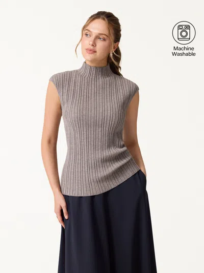 Oglmove 100% Merino Wool Ribbed Mock Neck Sweater In Multi