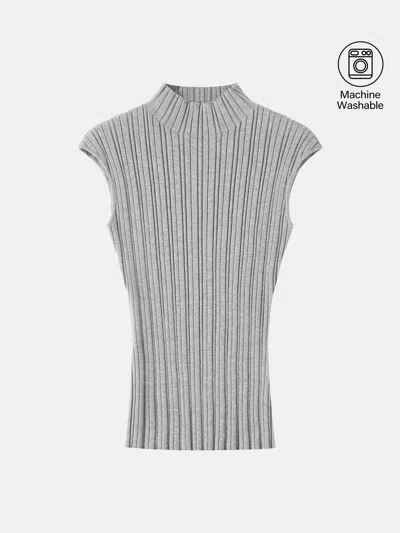 Oglmove 100% Merino Wool Ribbed Mock Neck Sweater In Multi