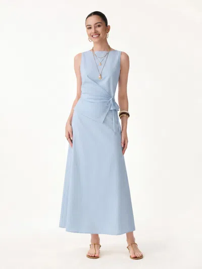 Oglmove 2pcs Set Boatneck Top & Maxi Flared Pull-on Skirt In Arctic Blue