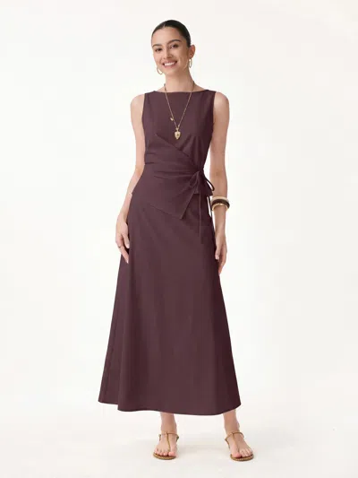 Oglmove 2pcs Set Boatneck Top & Maxi Flared Pull-on Skirt In Pinkish Lilac Purple