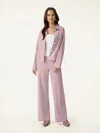 Oglmove 2pcs Set Collared Button-front Jacket & Straight Pull-on Pants With Pockets In Pink