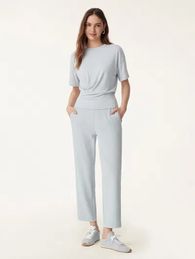 Oglmove 2pcs Set Crewneck Tucked Tee & Mid Rise Tapered Pants With Pockets