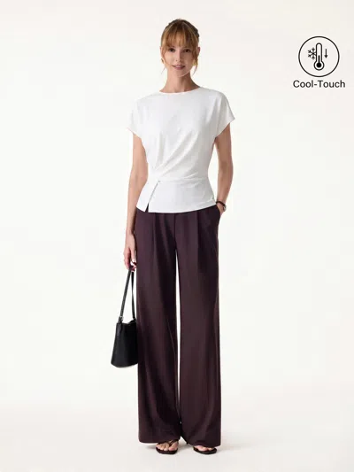 Oglmove 2pcs Set Round Neck Tucked Top & Wide Leg The Success Pants In Purple
