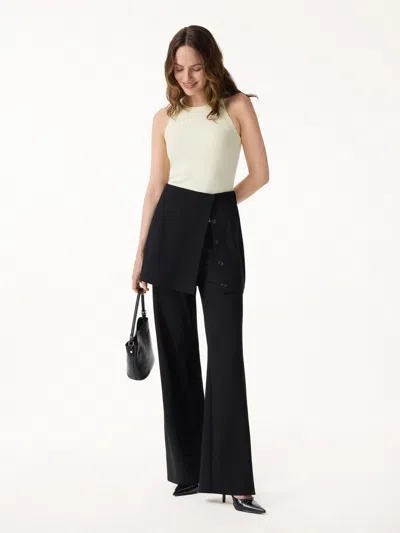 Oglmove 2pcs Set Straight Leg Pants With Overskirt In Black