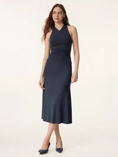 Oglmove 2pcs Set Surplice Sleeveless Top & Pull-on Mermaid Midi Skirt In Blue