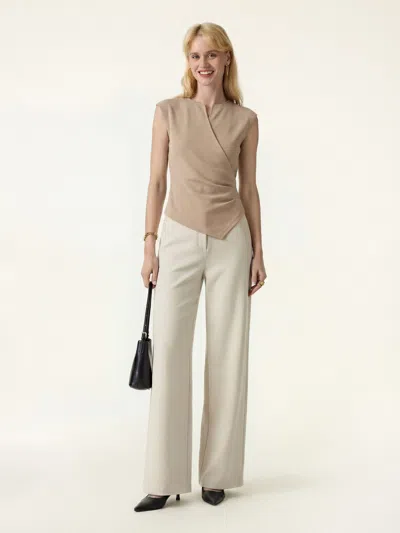 Oglmove 2pcs Set Tucked Angled Tank & Mid Rise Wide Leg Trousers