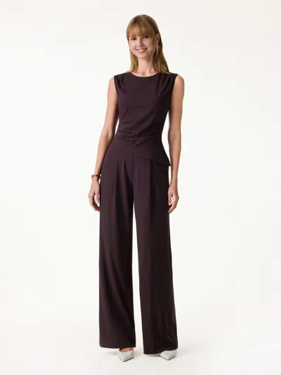 Oglmove 2pcs Set Tucked Asymmetrical Hem Top & High Rise Wide Leg Pants