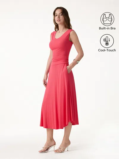 Oglmove 2pcs Set U-neck Bra Tank & Midi Skirt With Pockets