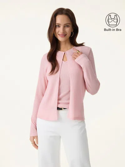 Oglmove 2pcs Set V-neck Spaghetti Bra Tank & Knit Relaxed Long Sleeve Cardigan