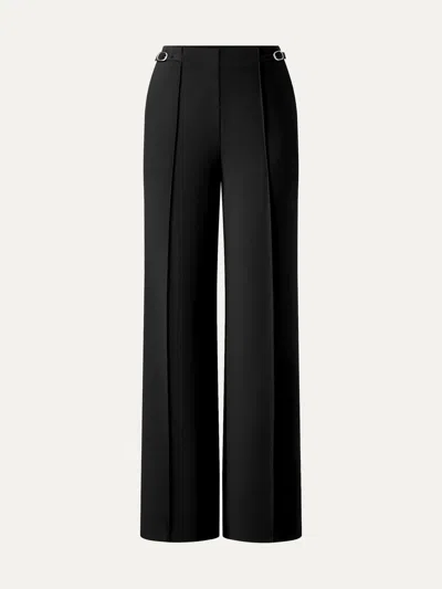 Oglmove 4-way Stretch Drapey High Rise Wide Leg Ankled Pants In Black