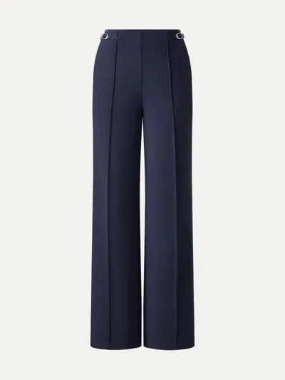 Oglmove 4-way Stretch Drapey High Rise Wide Leg Ankled Pants In Blue