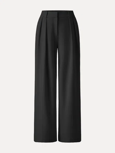 Oglmove 4-way Stretch Drapey Mid Rise Wide Leg Work Pants In Black