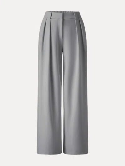 Oglmove 4-way Stretch Drapey Mid Rise Wide Leg Work Pants In Gray