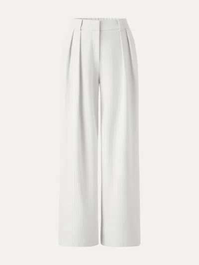 Oglmove 4-way Stretch Drapey Mid Rise Wide Leg Work Pants In White