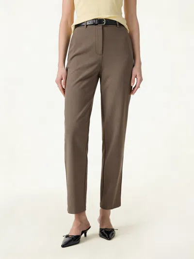 Oglmove 4-way Stretch High Rise Tapered Leg Pants With Pockets In Brown