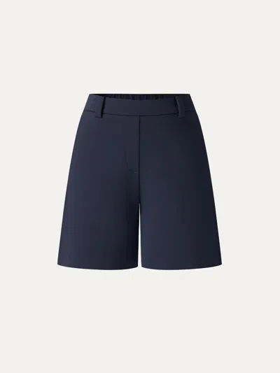 Oglmove Air Cotton Mid-rise Travel Shorts With Pockets In Navy