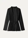 Oglmove Airy Soft Open Front Cardigan With Tie In Black