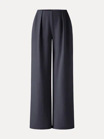 Oglmove Airy Stretch Linen Wide Flare Pants With Pockets In Blue