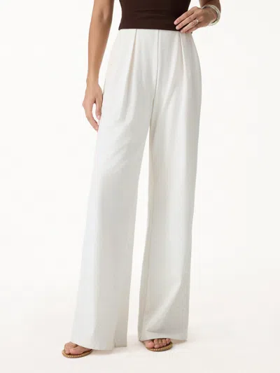 Oglmove Airy Stretch Linen Wide Flare Pants With Pockets In White