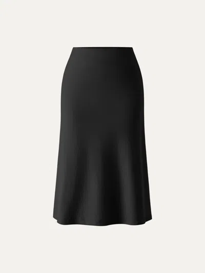 Oglmove A-line Midi Skirt With Pockets In Black