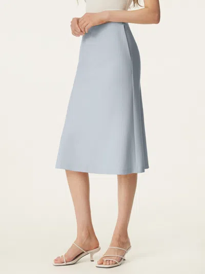 Oglmove A-line Midi Skirt With Pockets In Blue