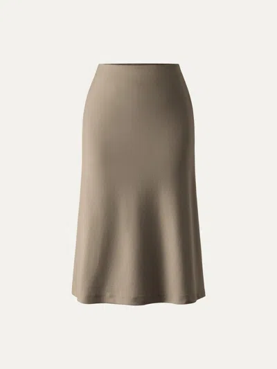 Oglmove A-line Midi Skirt With Pockets In Brown