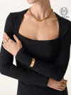 Oglmove Angular Square Neck Side Ruched Bra Top In Black
