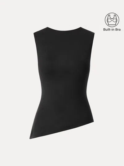 Oglmove Asymmetrical Hem New Airy Bra Tank In Black