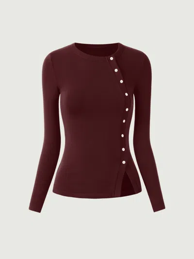 Oglmove Asymmetrical Placket Top In Ruby
