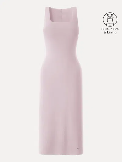 Oglmove Back Smoothing Bandless Square Neck Midi Bra Dress In Pink
