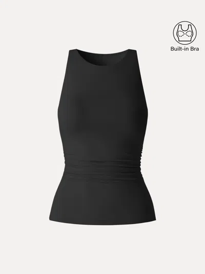 Oglmove Back Smoothing Ruched Sleeveless Bra Top In Black