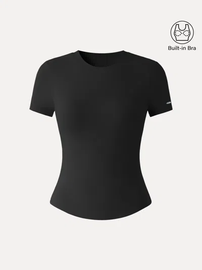 Oglmove Back Smoothing Slimming Crew Neck Everyday Bra Tee In Black