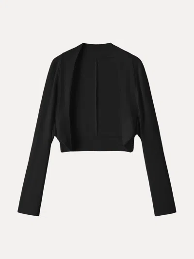Oglmove Bamboo Blend Breathable Summer Cropped Shrug Cardigan In Black