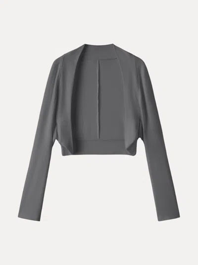 Oglmove Bamboo Blend Breathable Summer Cropped Shrug Cardigan In Charcoal