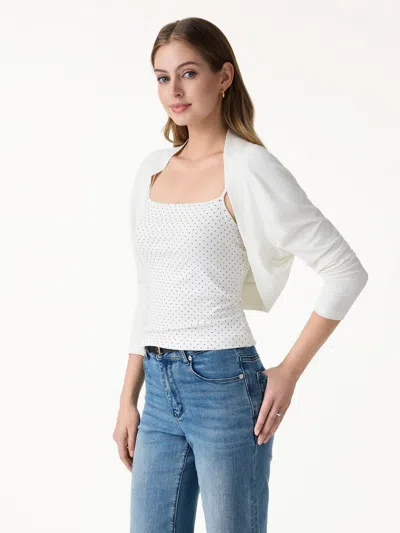 Oglmove Bamboo Blend Breathable Summer Cropped Shrug Cardigan In White