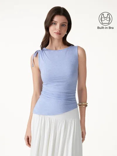 Oglmove Bamboo Heathered Boatneck Ruched Bra Top In Multi