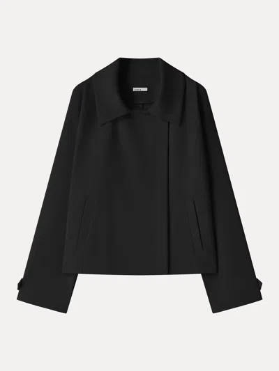 Oglmove Bamboo Piqué Peaked Lapel Cuff-tab Jacket With Pockets In Black