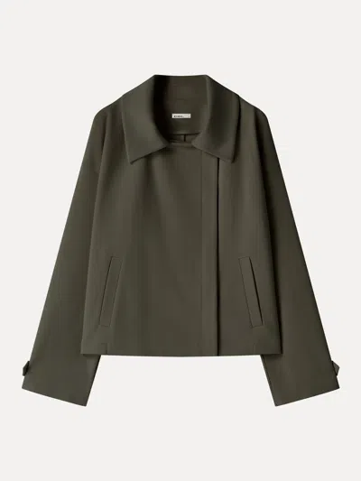 Oglmove Bamboo Piqué Peaked Lapel Cuff-tab Jacket With Pockets In Green