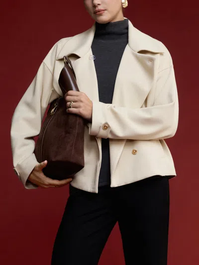 Oglmove Bamboo Piqué Peaked Lapel Cuff-tab Jacket With Pockets In Neutral