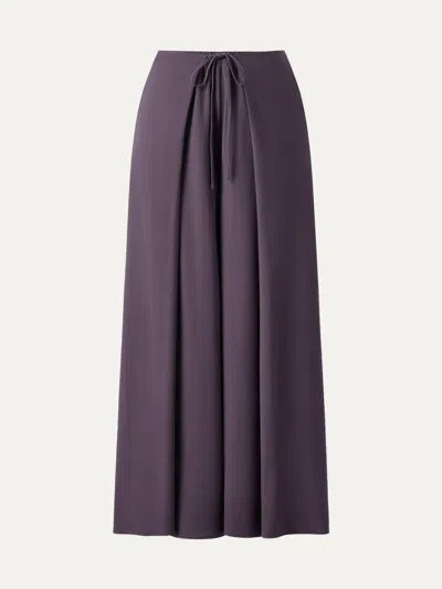 Oglmove Bamboo Ponte Wrap-tie Palazzo Pants With Pockets