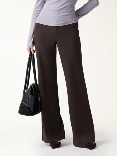 Oglmove Bamboo-blend High-rise Wide-leg Pants With Pockets In Black