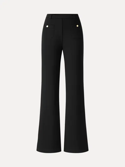 Oglmove Bamboo-blend Mid-rise Flared Pants With Pockets In Black