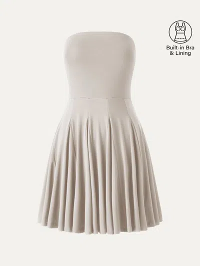 Oglmove Bandeau Godet Circle Flare Mini Bra Dress
