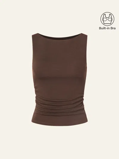 Oglmove Boat Neck Bra Tank In Brown